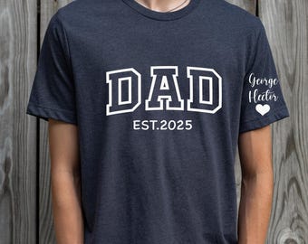 Personalized Dad Est Year T-Shirt, Custom Names Sleeve Shirt