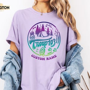 Custom Scout Troop Shirt, Heart Scout Tee, Personalized Troop Scouts Shirts, Scout Gift, Scouts Team Shirt, Camping Girl, Troop Number Shirt
