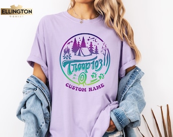 Custom Scout Troop T-Shirt, Camping Girl Tee, Personalized Team Shirt