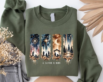 A Savior is Born Sweatshirt and Hoodie, Religious Sweatshirt, Christian Sweatshirt, Christian Apparel