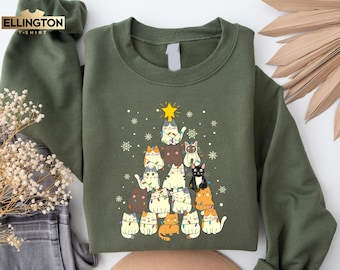 Cat Christmas Tree Sweatshirt, Meowy Catmas Shirt