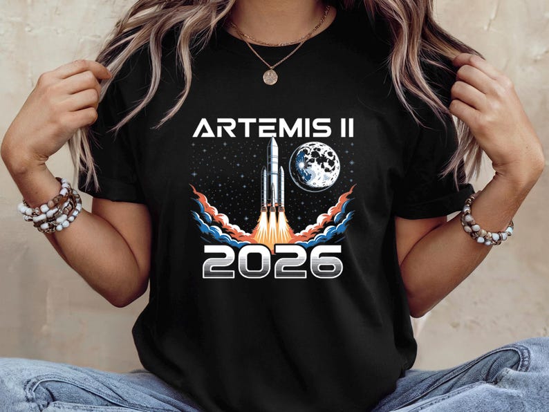 Artemis II 2026 Rocket Launch T-Shirt, Future Moon Mission Tee, Space Exploration Hoodie, Science Gift image 2