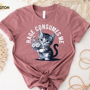 Rage Consumes Me T-shirt, Weirdcore Sweatshirt, Funny Hilarious Kitten Shirt, Retro Cat Meme Tee, Sarcastic Women Outfit, Mental Health Gift