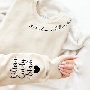 Custom Godmother With Kid Names Sweatshirt or Hoodie, God Mother Sweater, God Mother Gift, Godmother Proposal Crewneck, Mother&#39;s Day Gift