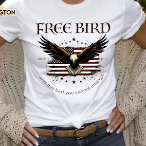 Camiseta de pájaro libre, camiseta del Día de la Independencia, camiseta de águila, camiseta de música retro, pájaro libre de Estados Unidos, banda clásica de rock sureño