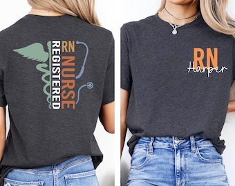 Personalized Registered Nurse Shirt, RN Tee, Nurse Tee, Leopard RN Shirt, Nurse Week Shirt, Funny Nursing Shirt, Registered Nurse T-shirt