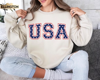 USA Flag Sweatshirt, Patriotic 1776 Distressed Hoodie