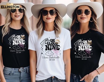 Custom Bachelorette Party Shirts, Bride on Cloud Nine, Wedding Merch