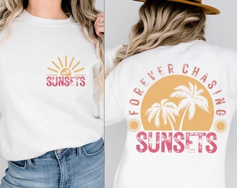 Retro Sunset Beach Sweatshirt, Tropical Hoodie