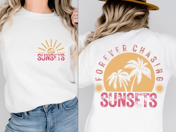 Retro Sunset Beach Sweatshirt, Tropical Hoodie