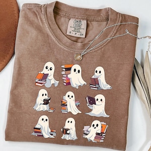 Chemise de livres de lecture fantôme rétro Comfort Colors®, Halloween fantôme de bibliothécaire, chemise d&#39;enseignant d&#39;Halloween, chemise d&#39;Halloween, cadeau d&#39;enseignant