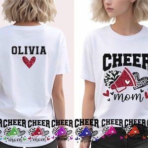 Cheer Mom Cheer Mom Faux Glitter Red Shirt,Mom Tee,Cheer Mom Shirt,Cheer Mom Gift,Custom Cheer Shirt,Custom Name, Team Cheer Shirts,