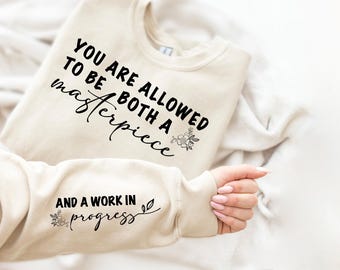 Motivation Sweatshirt, Positive Quote, Printed Sleeve Hoodie