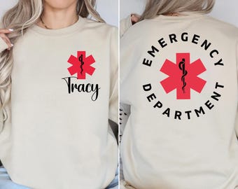 Personalized Emergency Department Sweatshirt, ER Nurse Gift