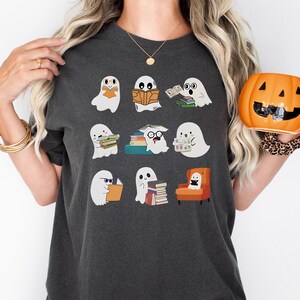 Chemise de livres de lecture fantôme rétro Comfort Colors®, Halloween fantôme de bibliothécaire, chemise d&#39;enseignant d&#39;Halloween, chemise d&#39;Halloween, cadeau d&#39;enseignant