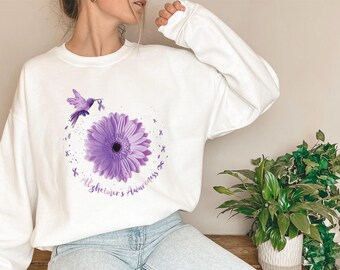 Alzheimer's Awareness Flower Sweatshirt, Family Support T-Shirt