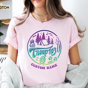 Custom Scout Troop Shirt, Heart Scout Tee, Personalized Troop Scouts Shirts, Scout Gift, Scouts Team Shirt, Camping Girl, Troop Number Shirt