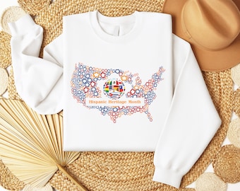 Hispanic Heritage Month Sweatshirt, USA Map Design