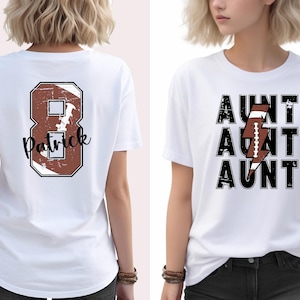 Personalized Football Aunt Shirt, Football Mom Shirt With Kids Name and Number,Custom Football Mom Tee,Football Mom T-Shirt,Football Mama