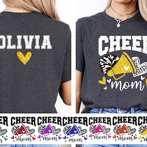 Cheer Mom Cheer Mom Yellow Shirt, Faux Glitter Mom Tee,Cheer Mom Shirt,Cheer Mom Gift,Custom Cheer Shirt,Custom Name, Team Cheer Shirts