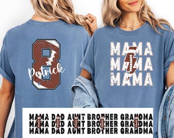 Comfort Colors® Personalized Football Mom Shirt, Football Mom Shirt With Kids Name and Number, Custom Football Mom Tee,Football Mom T-Shirt,