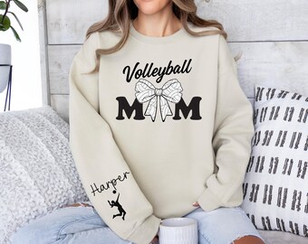 Custom Name Volleyball Mom  Sweatshirt, Personalized Volleyball Sweatshirt, Volley ball Player Gift, High School Volleyball Tee, Volleyball