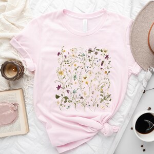 Wild Flowers T-shirt, Vintage Botanical Tee, Pastel Floral Nature T ...