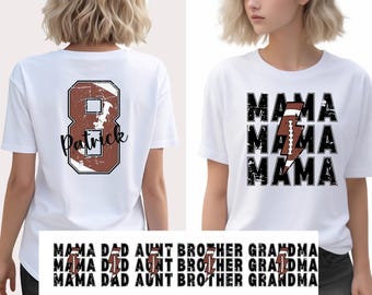 Personalized Football Mama Shirt, Football Mom Shirt With Kids Name and Number,Custom Football Mom Tee,Football Mom T-Shirt,Football Mama
