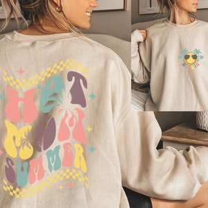 Hot Mom Summer Sweatshirt, Summer Vibes Two Sided Hoodie, Summer Beach Shirt, Holiday Shirt, Beachy Shirts, Hot Girl Summer, Gift For Mom