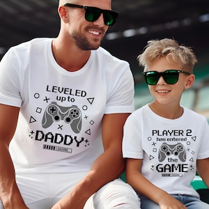 Leveled Up to Daddy Player 2 Has Entered the Game Shirt, Matching Dad Shirt, New Father Gift, Father&#39;s Day, Gift For Husband, Gamer Dad Gift