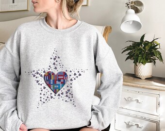 Hispanic Heritage Month Sweatshirt, Flags Heart Star Design