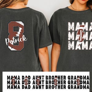 Camiseta personalizada para mamá de fútbol Comfort Colors®, camiseta para mamá de fútbol con nombre y número de niño, camiseta personalizada para mamá de fútbol, camiseta para mamá de fútbol