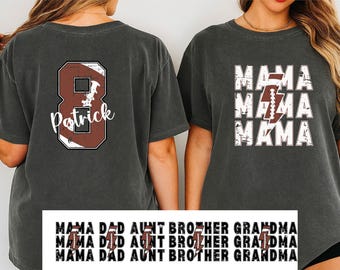 Comfort Colors® Personalized Football Mom Shirt, Football Mom Shirt With Kids Name and Number, Custom Football Mom Tee,Football Mom T-Shirt,
