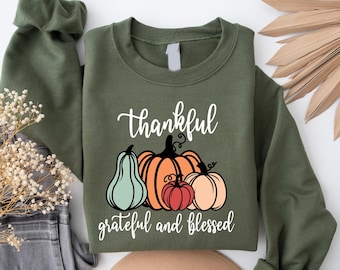 Thankful Pumpkin Sweatshirt, Vintage Halloween Shirt