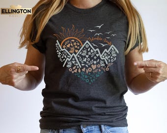 Floral Mountain Adventure Shirt, Nature Lover Tee