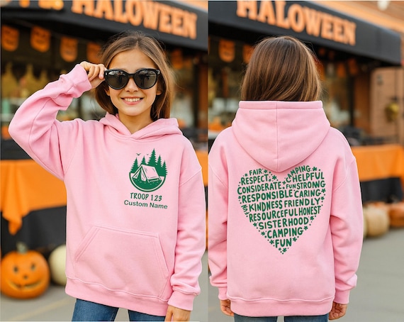Custom Scout Troop Sweatshirt, Heart Scout Tee, Personalized Troop Scouts Shirts, Scout Gift, Scouts Team Shirt, Camping Girl, Troop Number