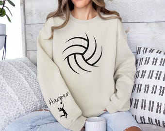 Custom Name Volleyball Sweatshirt, Personalized Volleyball Sweatshirt, Volley ball Player Gift, High School Volleyball Tee, Teen Volleyball