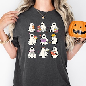 Chemise de livres de lecture fantôme rétro Comfort Colors®, Halloween fantôme de bibliothécaire, chemise d&#39;enseignant d&#39;Halloween, chemise d&#39;Halloween, cadeau d&#39;enseignant