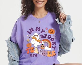 Comfort Colors® Halloween Teacher Shirts, Cute Ghost Teacher Halloween Shirt, Spooky Teacher Tshirt, Halloween Shirt, Fall Teacher Shirt