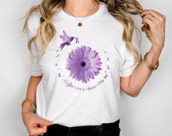 Alzheimer's Awareness Flower Graphic T-Shirt, Family Support