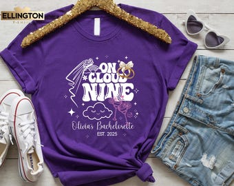 Custom Bachelorette Party Shirts, Bride On Cloud Nine, Wedding Merch