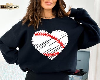 Distressed Baseball Heart Sweatshirt, Baseball Mom Hoodie