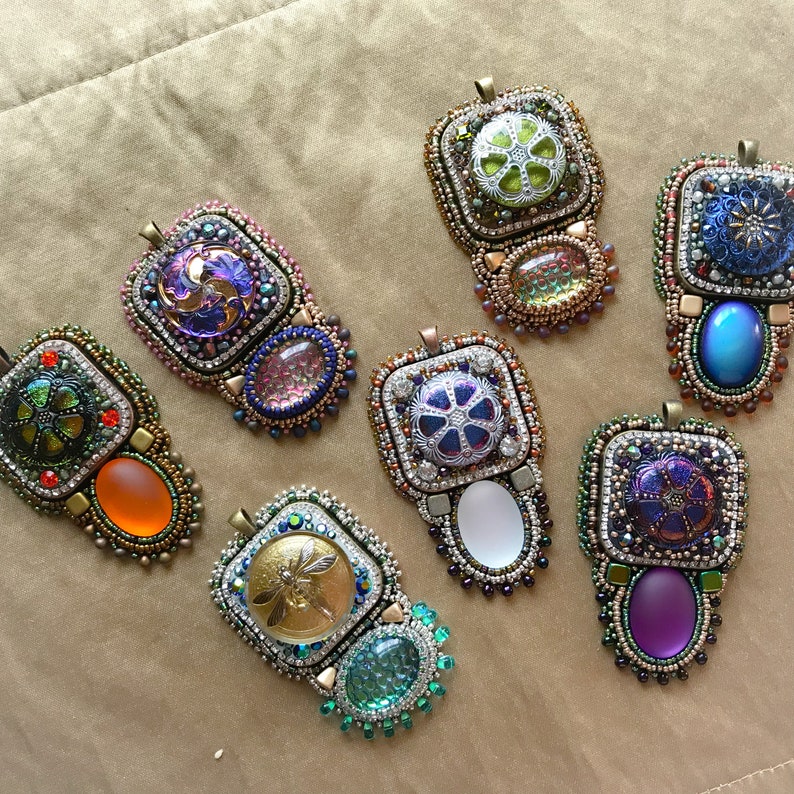 Bead embroidery kit Jewel Pendant Kit beading kit | Etsy
