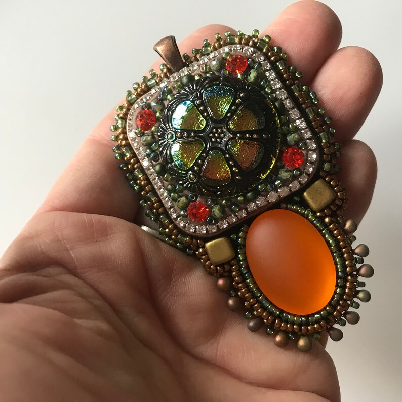 Bead embroidery kit Jewel Pendant Kit beading kit Etsy