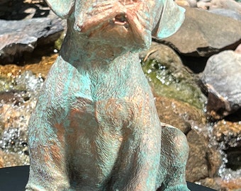 Boxer Puppy - copper patina antiqued finish - Original hand made sculptured art. Made in USA. Materials purchased from small local business.