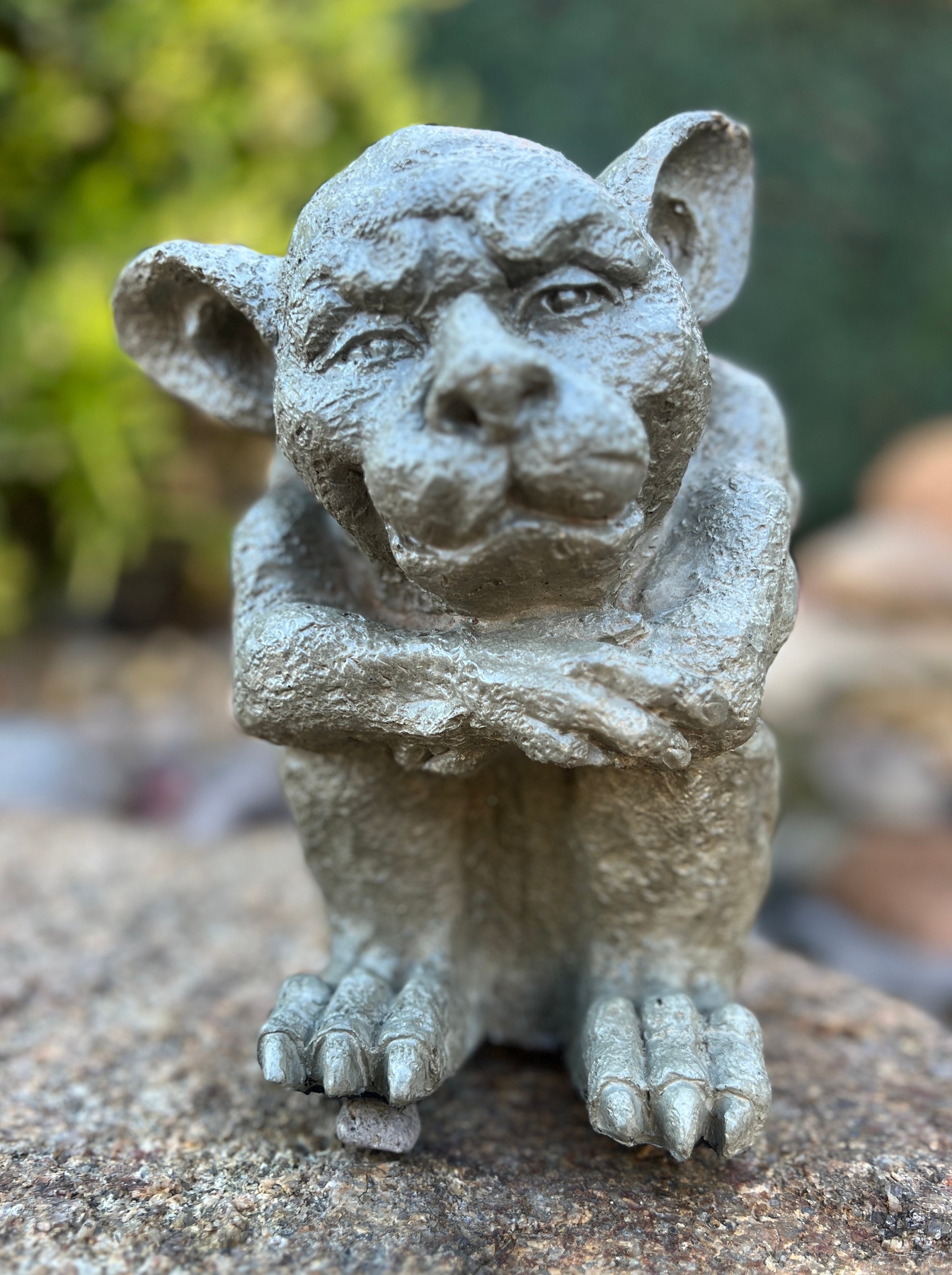 Vanilla Gargoyle - natural concrete finish - Original hand made sculpture. Made in USA. Materials purchased from local art shop