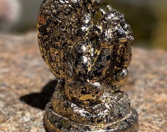 Gild Gargoyle - black & gold gilded finish - Original hand made sculptured art. Made in USA. Materials purchased from small art shops