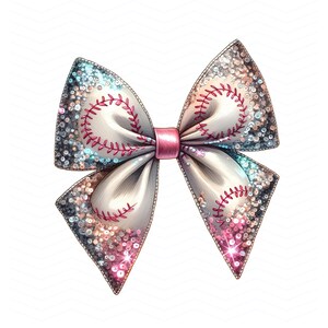 Coquette Baseball Bow Png, Design de Sublimação, Glitter Sequin Bow Png, Dia do Jogo Png, Trendy Png, Design de Camiseta, Download Instantâneo Png, DTF