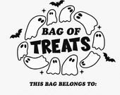 Bag Of Treats SVG PNG : Trick Or Treat Bag Svg, Spooky Halloween Bag Svg, Candy Bag Svg / Trendy Halloween spooky Design for totebag