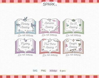 Bookish Reading Do Not Disturb Sticker Set | Romance Fantasy Mystery True Crime Cowgirl Reading